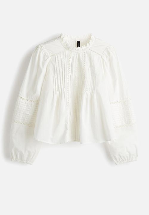 H&M - Pintucked cotton blouse - white