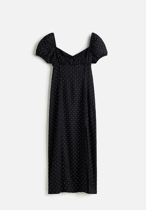 H&M - Puff-sleeved dress - black spotted