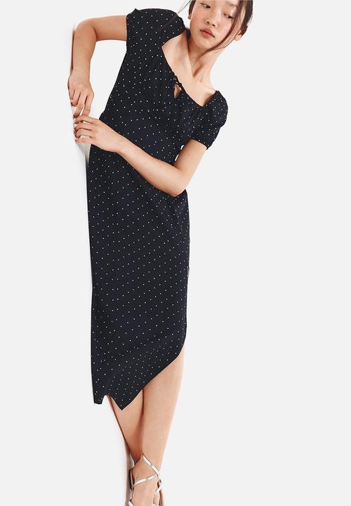 H&M - Puff-sleeved dress - black spotted