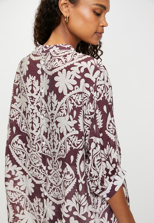 Izabel London - Half sleeve Batwing Blouse - Wine
