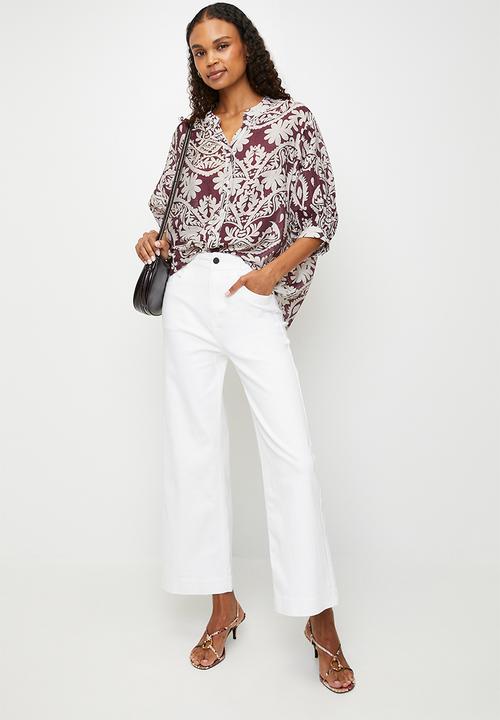 Izabel London - Half sleeve Batwing Blouse - Wine