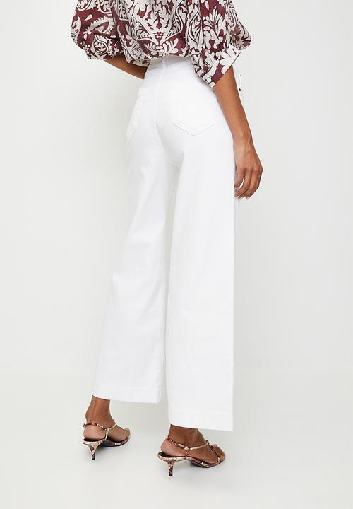 Izabel London - High Waist Wide Leg Pant - White