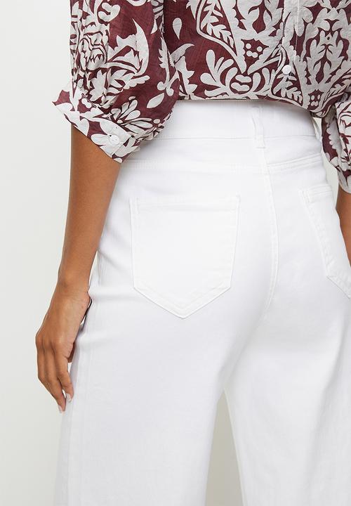 Izabel London - High Waist Wide Leg Pant - White