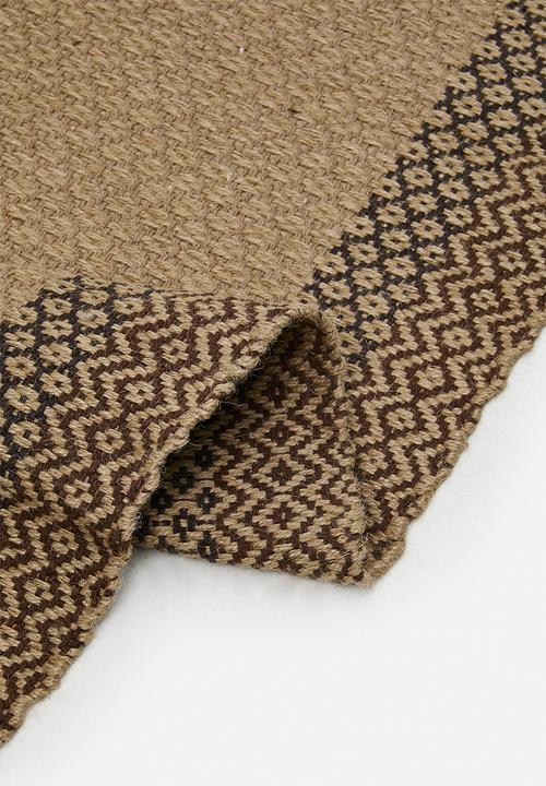 Sixth Floor - Geo Cotton Woven Bath Mat - Charcoal & Brown