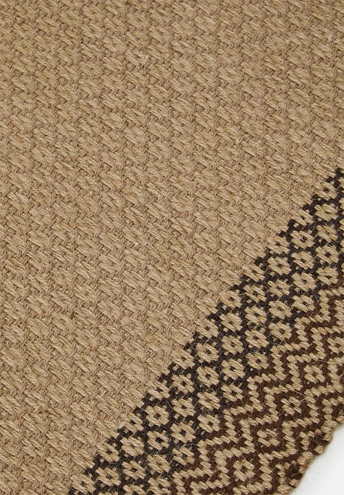 Sixth Floor - Geo Cotton Woven Bath Mat - Charcoal & Brown