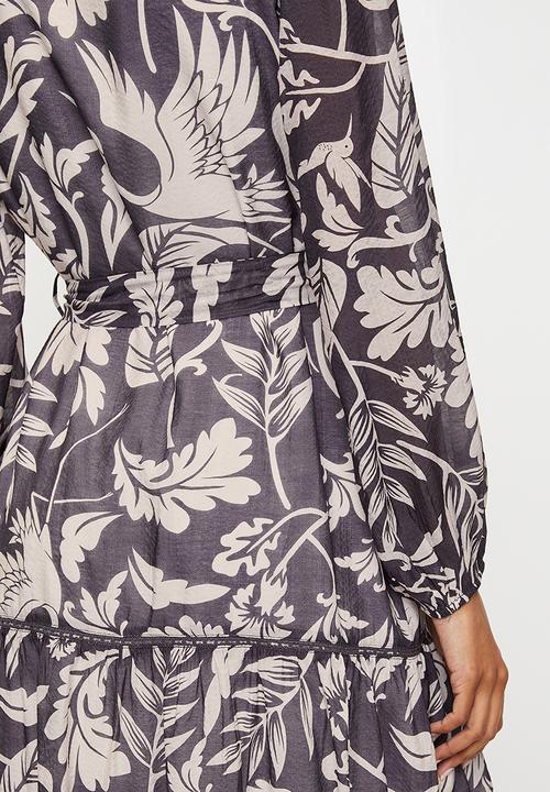 MILLA - Tiered midi dress - Purple floral 