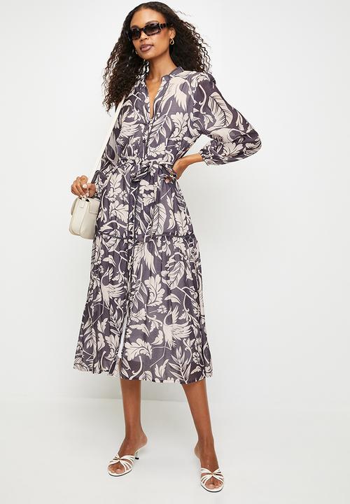MILLA - Tiered midi dress - Purple floral 