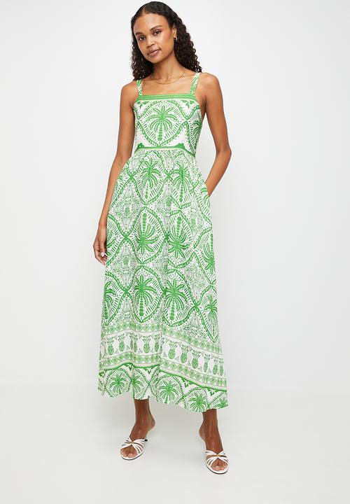 Strappy Boobtube Maxi Dress - Multi Green