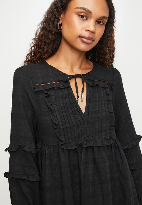 MILLA - Ruffle detail mini dress - Black