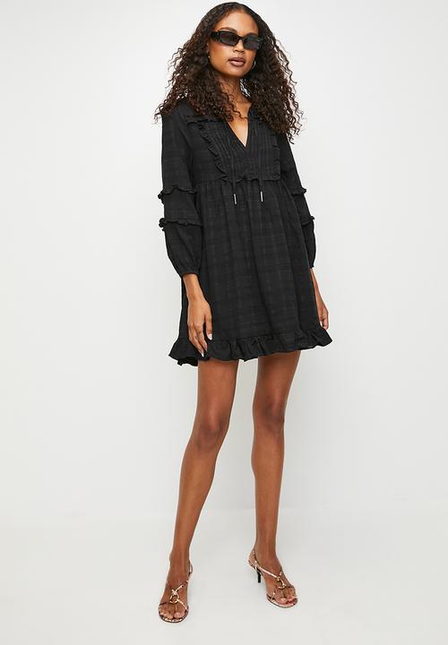 MILLA - Ruffle detail mini dress - Black