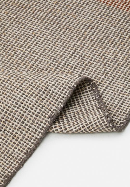 Sixth Floor - Marni Cotton Woven Colour Block Rug - Rust & Grey