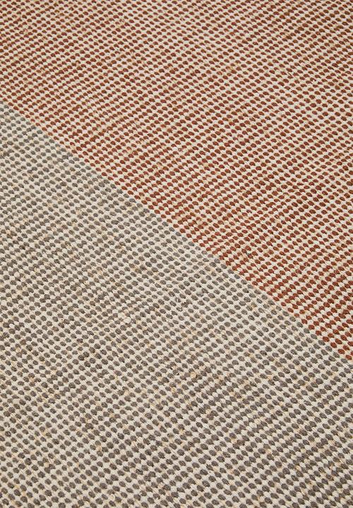 Sixth Floor - Marni Cotton Woven Colour Block Rug - Rust & Grey