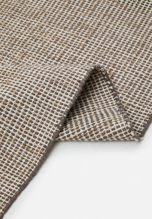 Sixth Floor - Marni Cotton Woven Colour Block Rug -Green & Grey