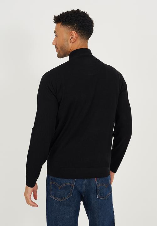 Brave Soul - 1/4 Concealed Zip Finnel Knitted Top - Jet Black