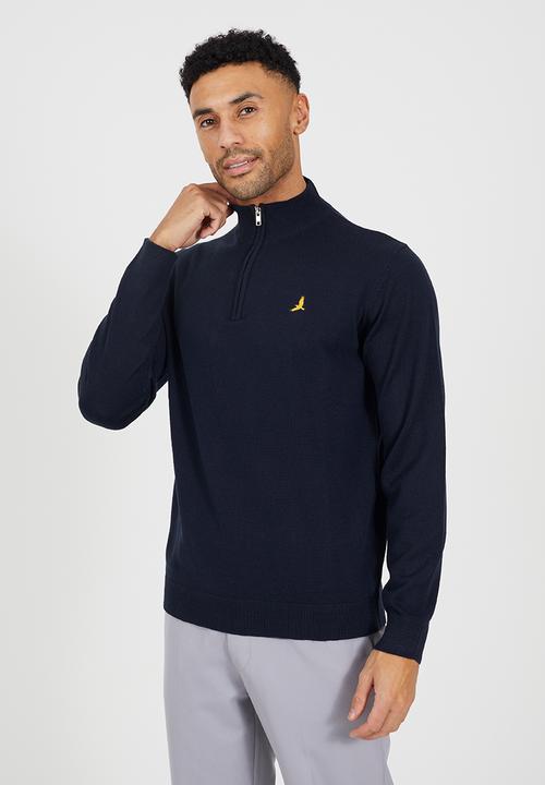 Brave Soul - 1/4 Concealed Zip Finnel Knitted Top - Jet Black