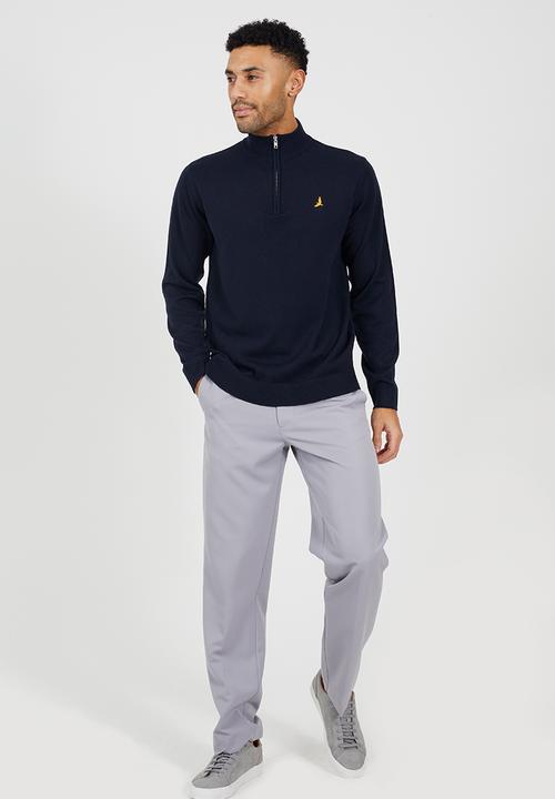 Brave Soul - 1/4 Concealed Zip Knitted Top - Midnight Navy