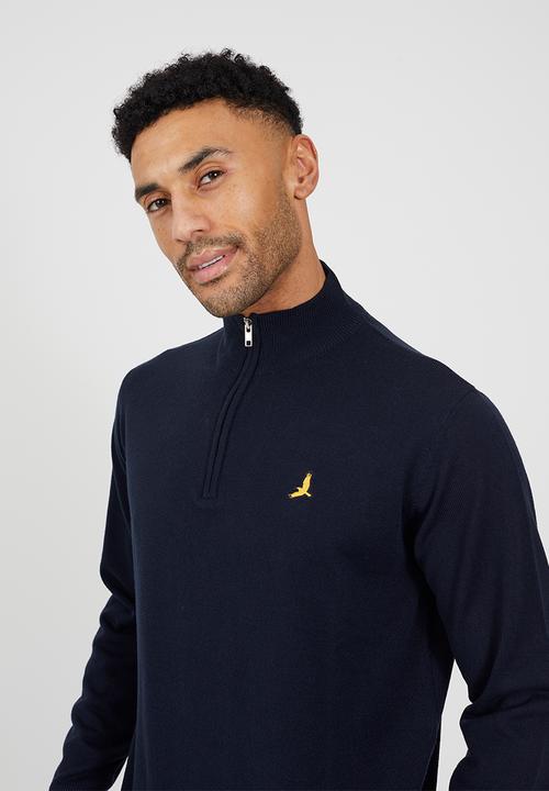 Brave Soul - 1/4 Concealed Zip Knitted Top - Midnight Navy