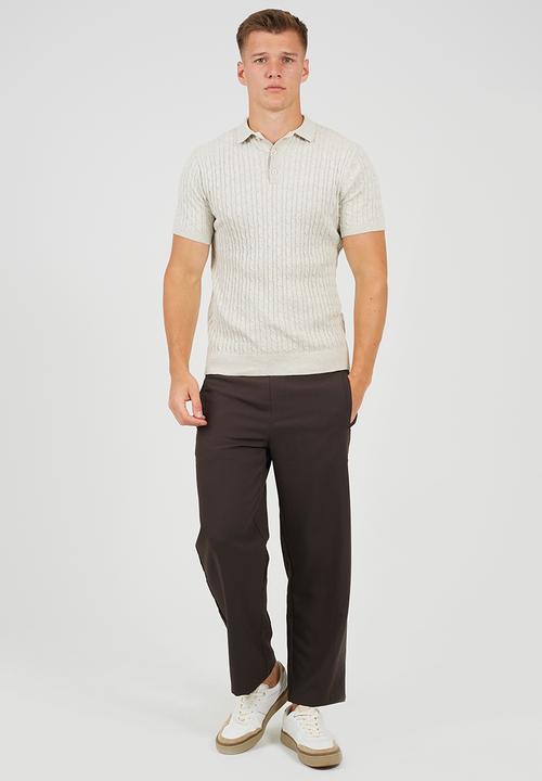 Brave Soul - Polo Neck Top - Ecru Marl