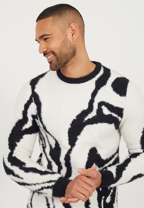 Brave Soul - Crew Neck Jumper - White/Jet Black