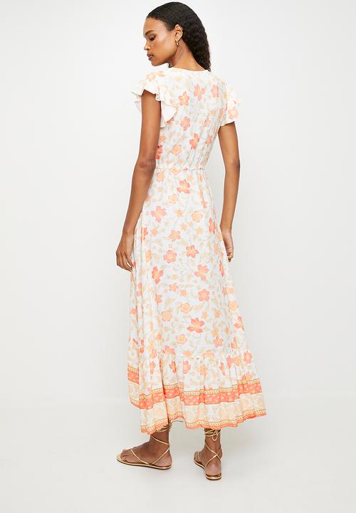 MILLA - Floral midi dress - peach