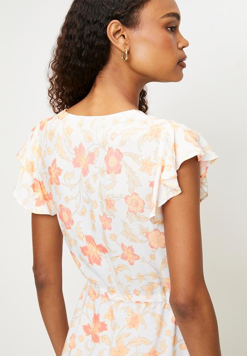 MILLA - Floral midi dress - peach