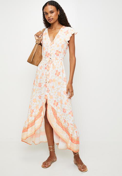 MILLA - Floral midi dress - peach