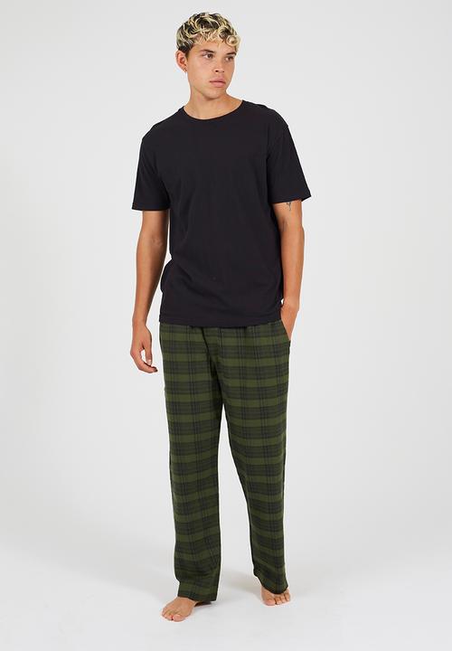 Brave Soul - Green Check Lounge Bottoms - Green Check