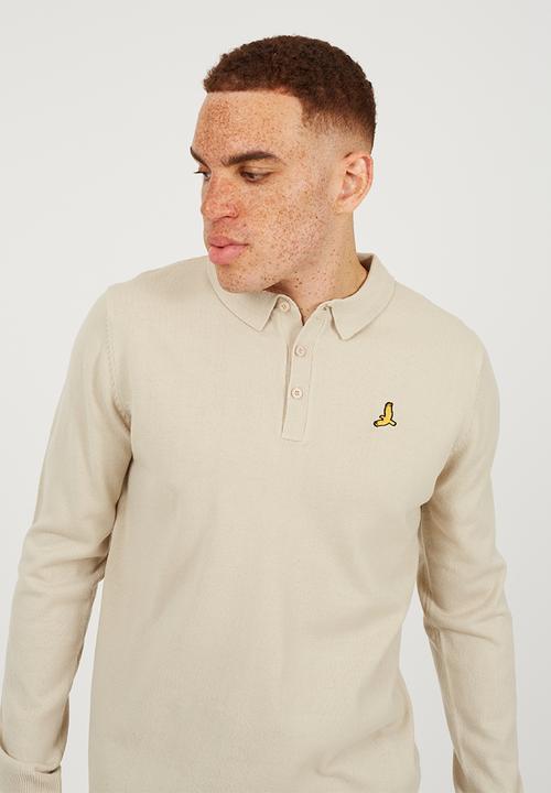 Brave Soul - Ribbed Collar Knitted Top - Muesli