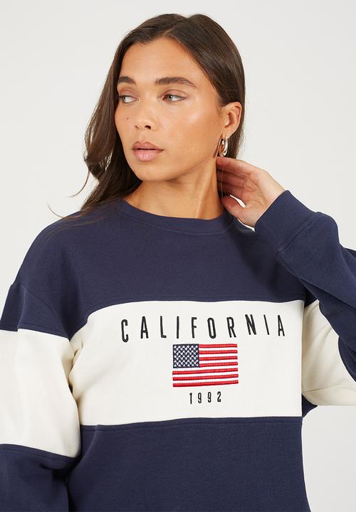 Brave Soul - Ladies Long Sleeve Crew Neck - Navy/Cream