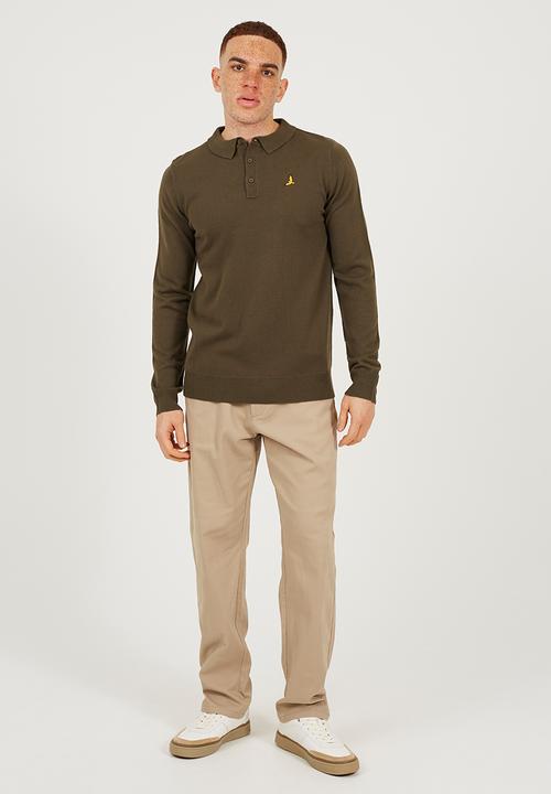 Brave Soul - Ribbed Collar Knitted Top - Dark Khaki
