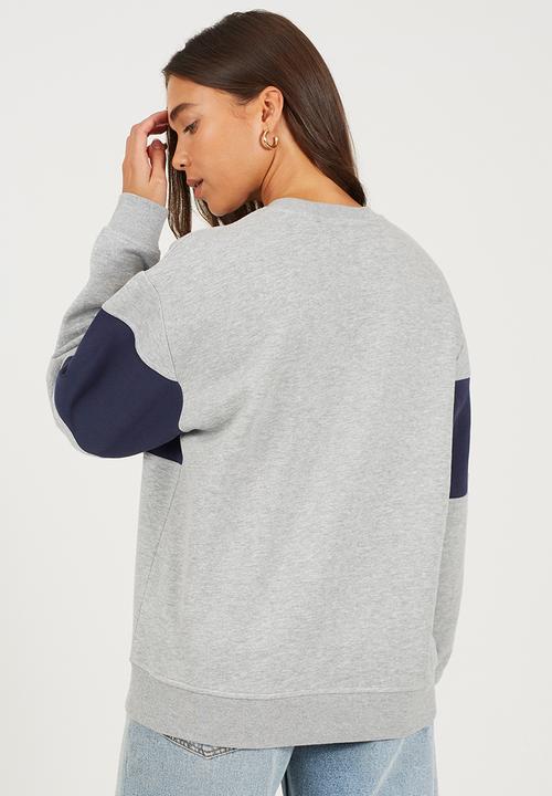 Brave Soul - Ladies Long Sleeve Crew Neck - Grey Marl/Navy
