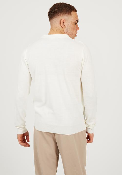 Brave Soul - Ribbed Collar Button Top - Off White