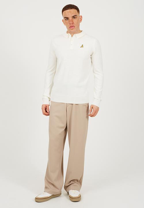 Brave Soul - Ribbed Collar Button Top - Off White