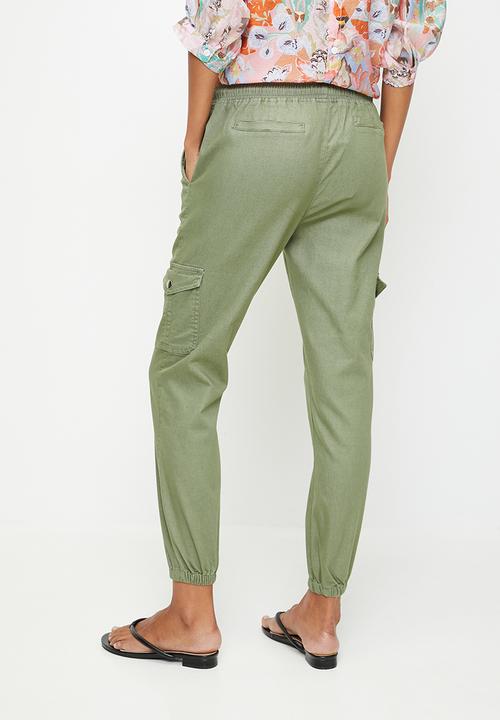 Stella Morgan - Mid Waist Drawcord Ankle Length Jogger - Khaki