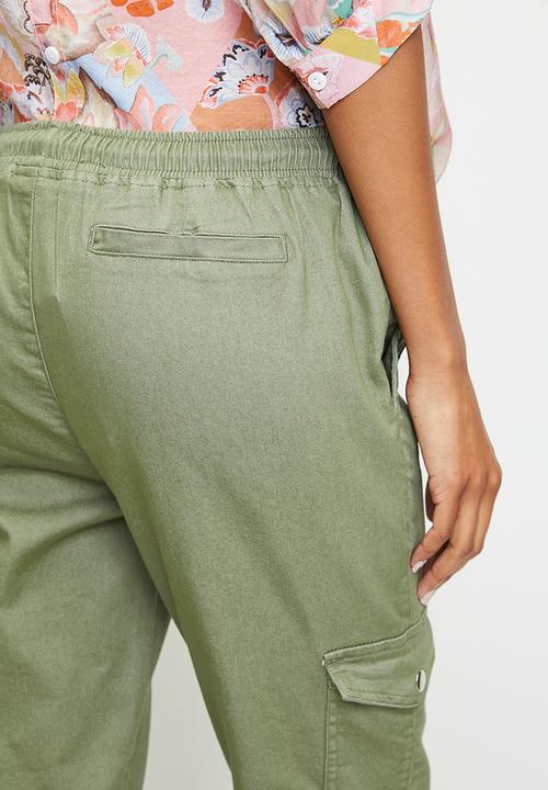Stella Morgan - Mid Waist Drawcord Ankle Length Jogger - Khaki