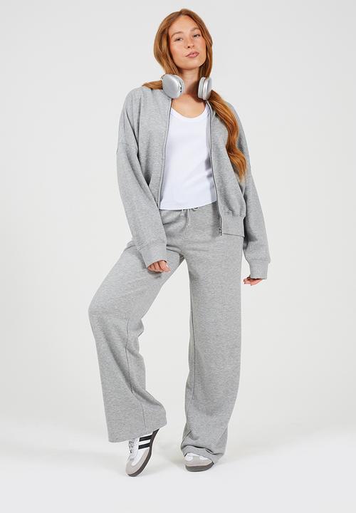 Brave Soul - Ladies Zip Through Panel Sweatshirt - Grey Marl