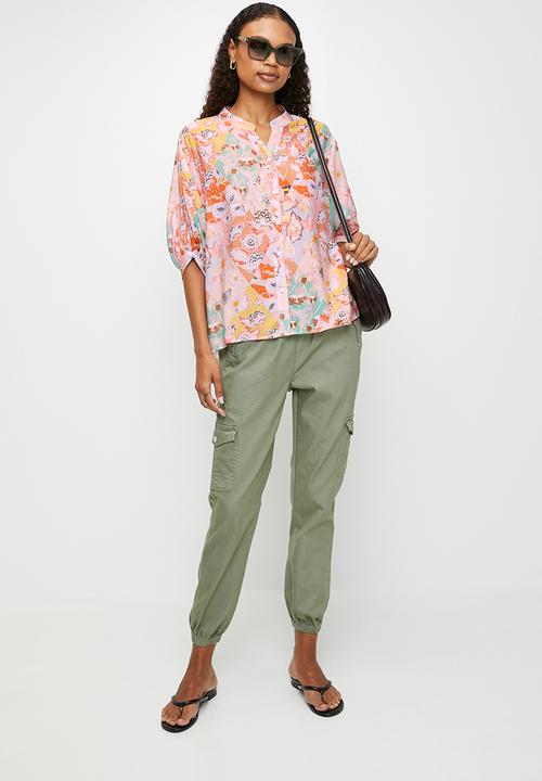 Stella Morgan - Half sleeve Batwing Blouse - Multi Pink