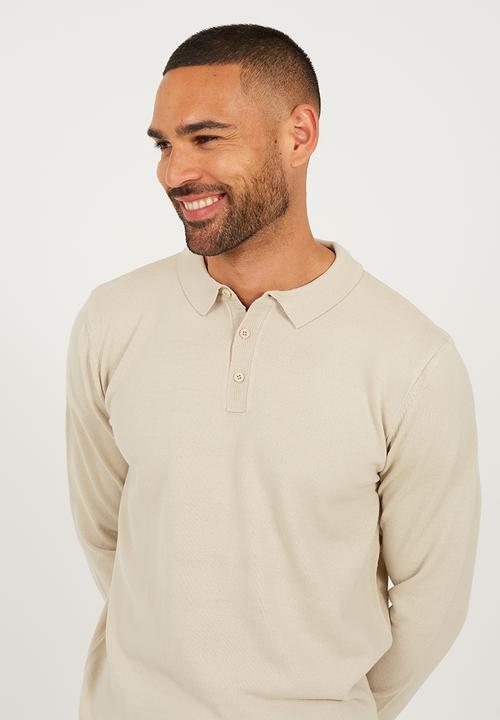 Brave Soul - Ribbed Collar Knitted Top - Muesli