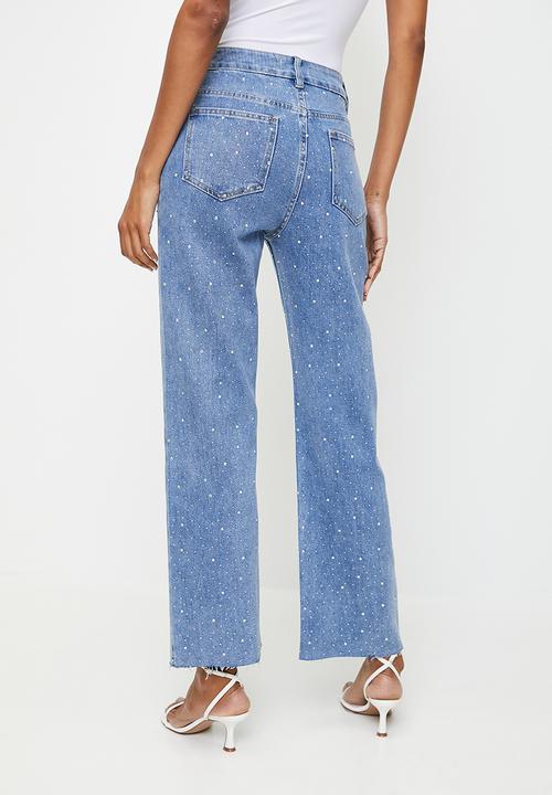 Stella Morgan - High Waist Straight Leg Jean - Blue