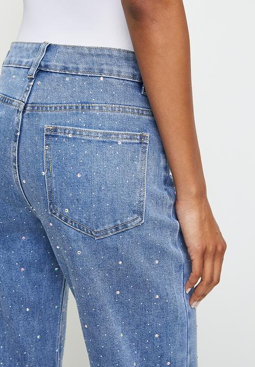 Stella Morgan - High Waist Straight Leg Jean - Blue