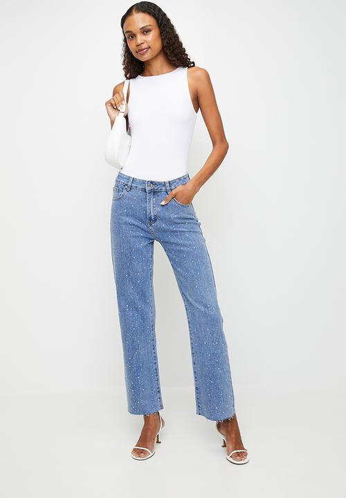 Stella Morgan - High Waist Straight Leg Jean - Blue