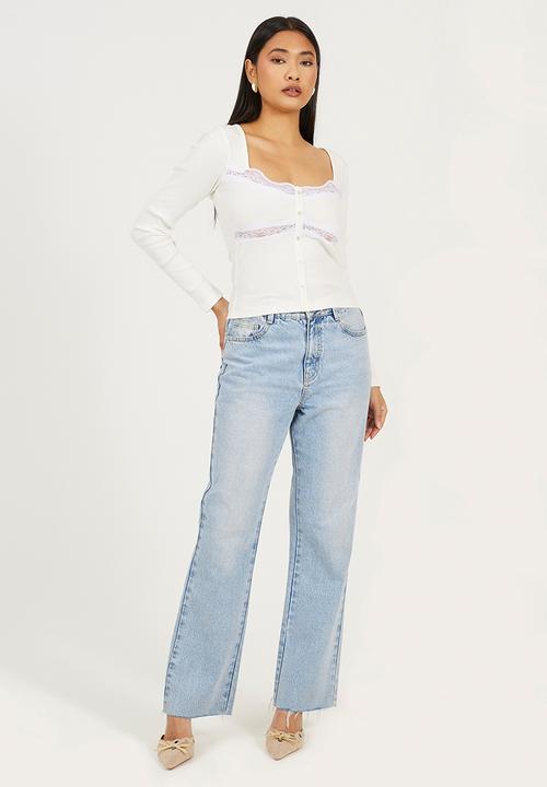 Brave Soul - Ladies Long Sleeve Ribbed Top - Cream