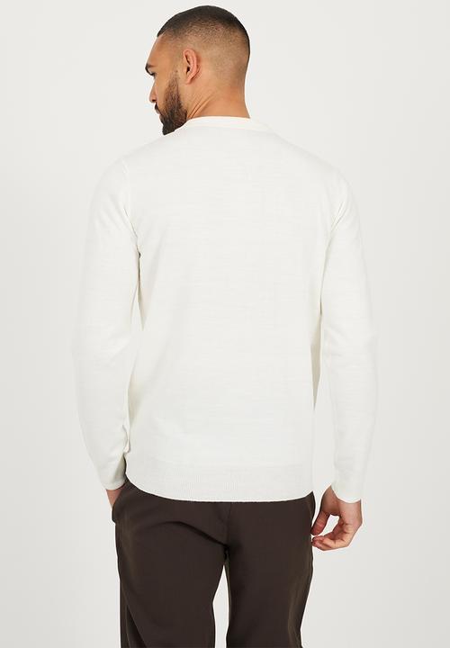 Brave Soul - Ribbed Collar Button Top - Off White