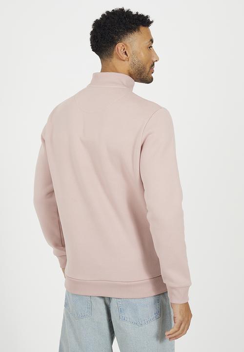Brave Soul - Quarter Zip Funnel Sweatshirt - Dusky Pink