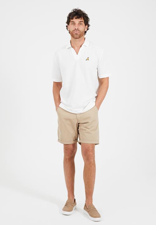 Brave Soul - Short Sleeved Polo Shirt - Cream