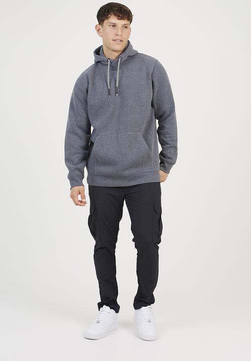 Brave Soul - Hoodie With Cross Over Hood - Charcoal Marl