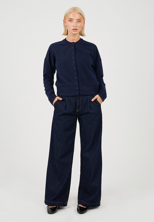 Brave Soul - Ladies Long Sleeve Button Down Top - Navy