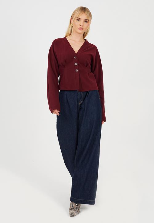 Brave Soul - Ladies Long Sleeve Button Down - Burgundy