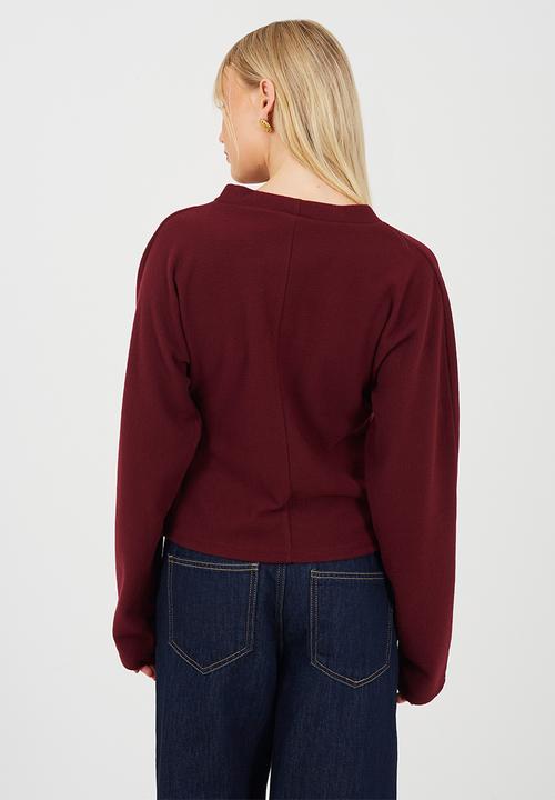 Brave Soul - Ladies Long Sleeve Button Down - Burgundy