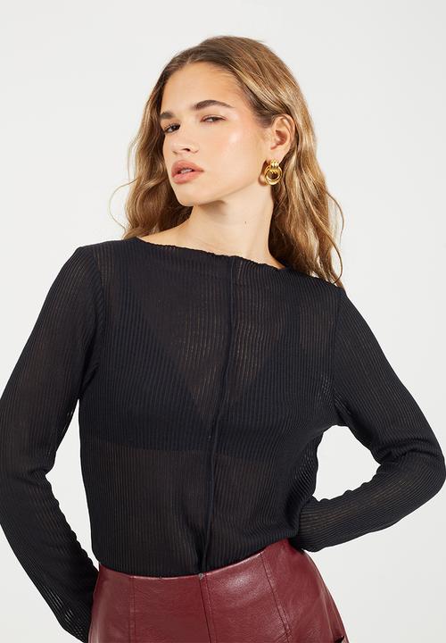 Brave Soul - Ladies Long Sleeve Textured Top - Black